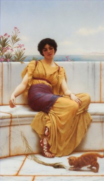  classicist Canvas - Idleness 1900 Neoclassicist lady John William Godward